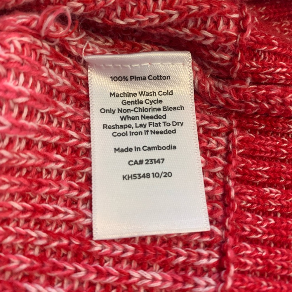 Talbots Pima Cotton Ombre Sweater Orange Pink Red Crew Pullover Top Medium M - Picture 6 of 6